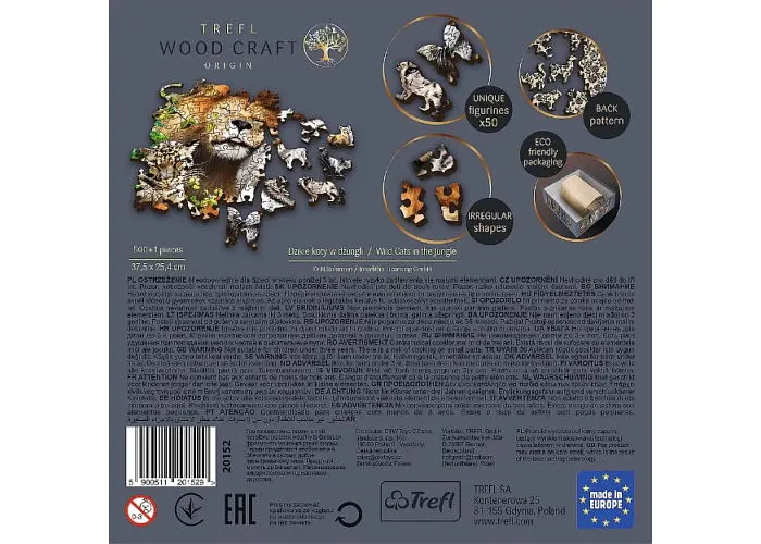 Пазл Trefl дерев'яний фігурний Дикі коти у джунглях 500+1 ел. (20152) - фото 6