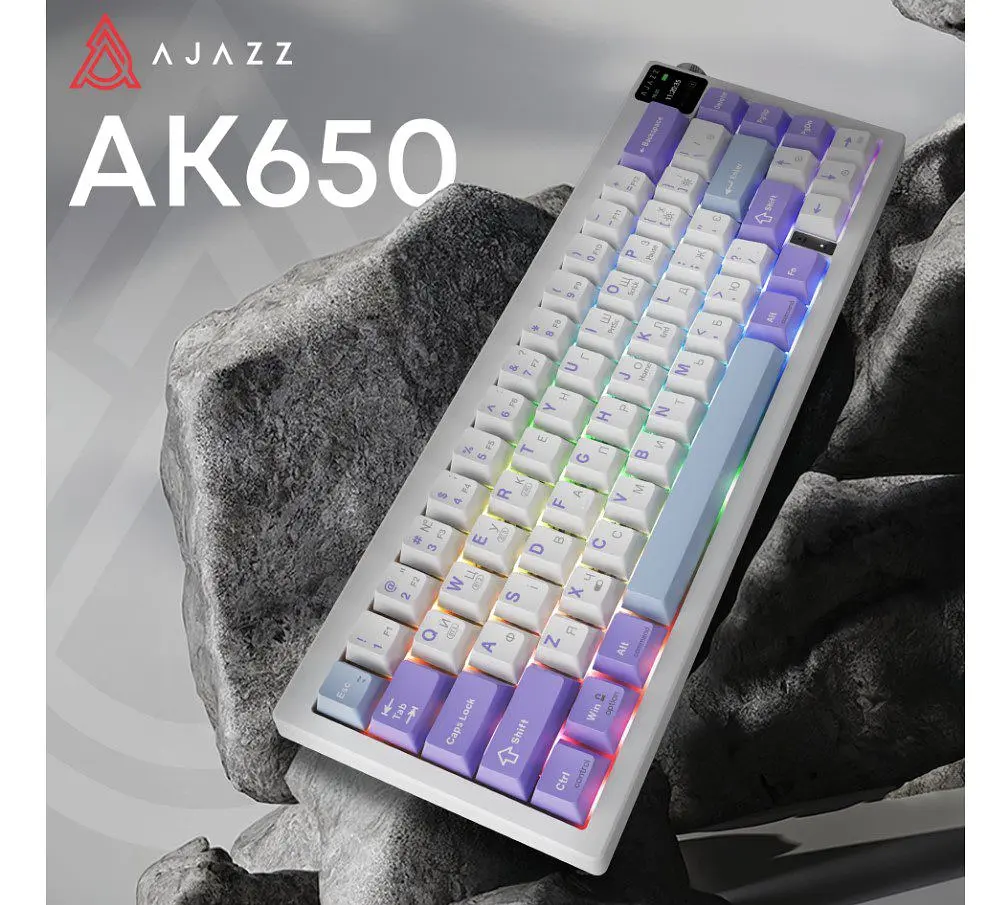 Клавіатура ігрова механічна бездротова Ajazz AK-650WP White-Purple RGB Flying Fish Switch Hot-Swap - фото 6