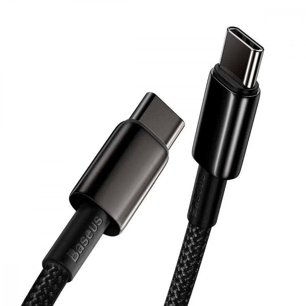 Кабель Baseus Tungsten Gold Fast Charging Type-C to Type-C 100W (1m) black (CATWJ-01) - фото 4