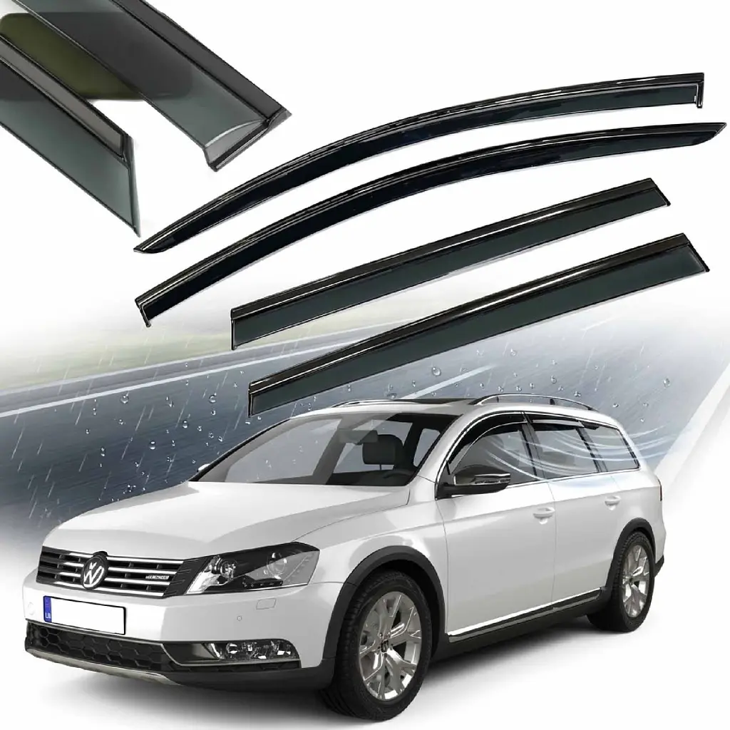 Дефлектори вікон вітровики Benke для Volkswagen Passat B6 / B7 Variant 2005- Антихром (Тенмниый Молдинг Нержавіюча сталь 3D)
