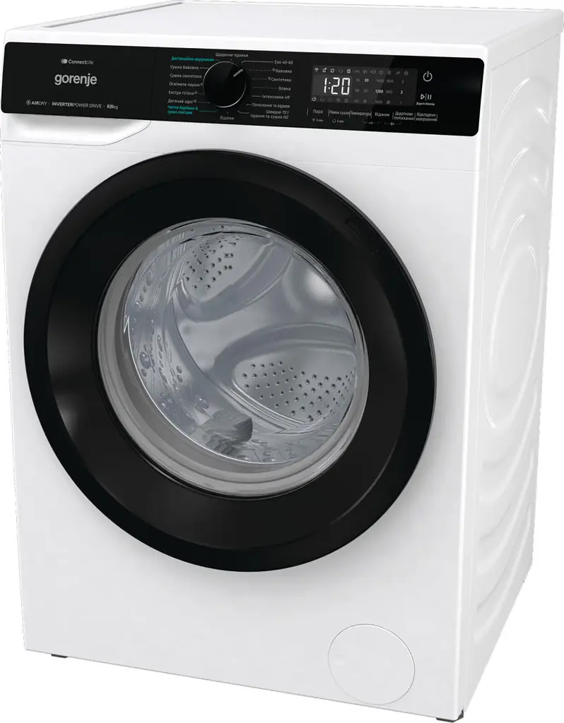 Прально-сушильна машина Gorenje фронтальна 8(5)кг 1400 A+ 51см дисплей інвертор Wi-Fi білий - фото 4
