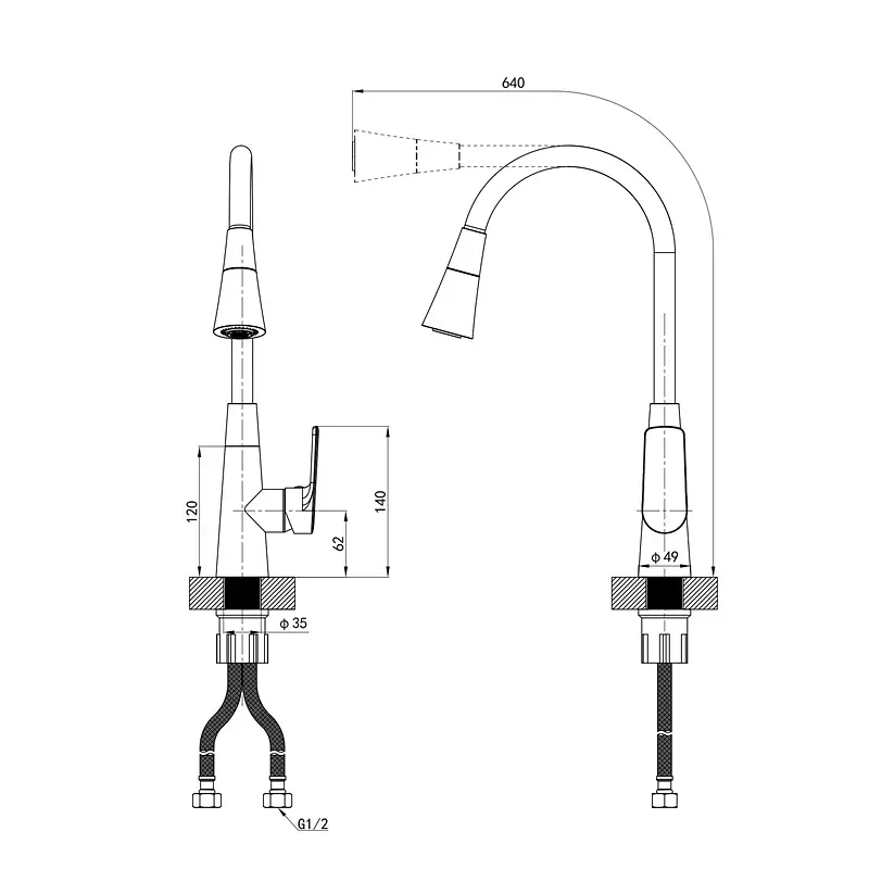 Змішувач для кухні Mixxus Premium Matis 011-T (Nut) refl.gray MI8267, Хром - фото 6