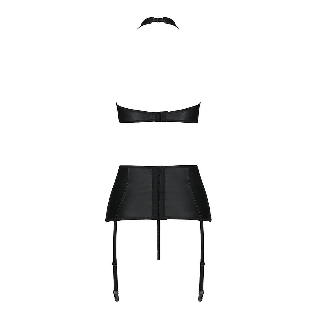 Комплект из эко-кожи с имитацией шнуровки Passion Nancy Set black L/XL - фото 4