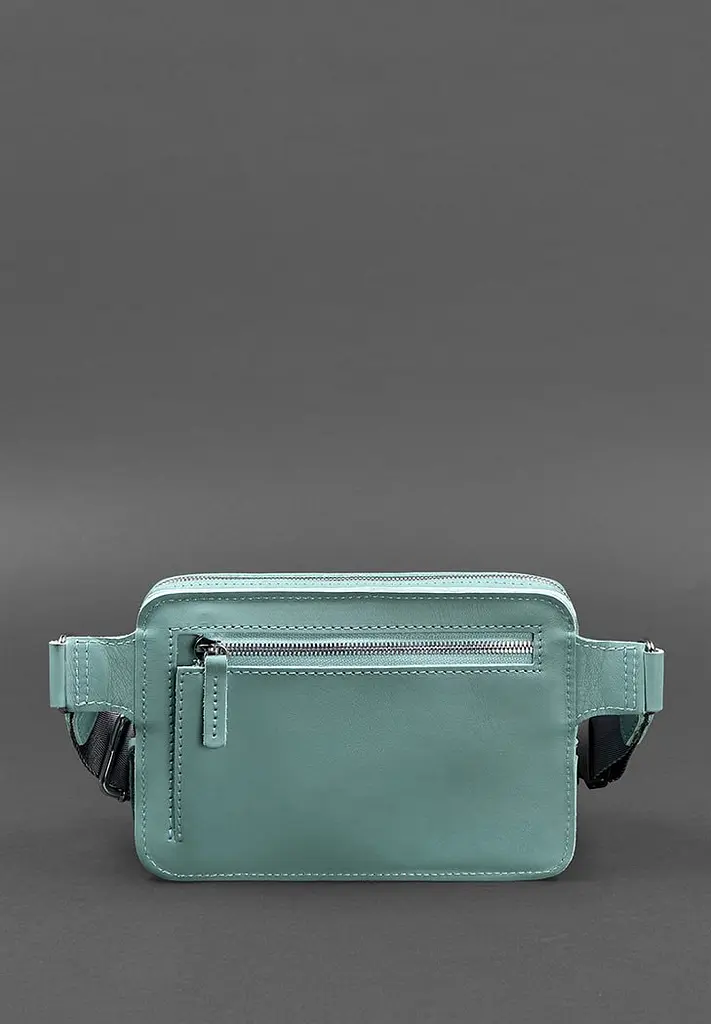 Кожаная женская поясная сумка Dropbag Mini бирюзовая - фото 4