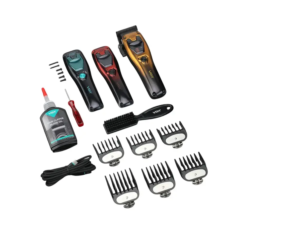 Акумуляторна машинка для стрижки VGR V-668, 8000-11000 RPM, 6 насадок, LED дисплей, змінний корпус - фото 3
