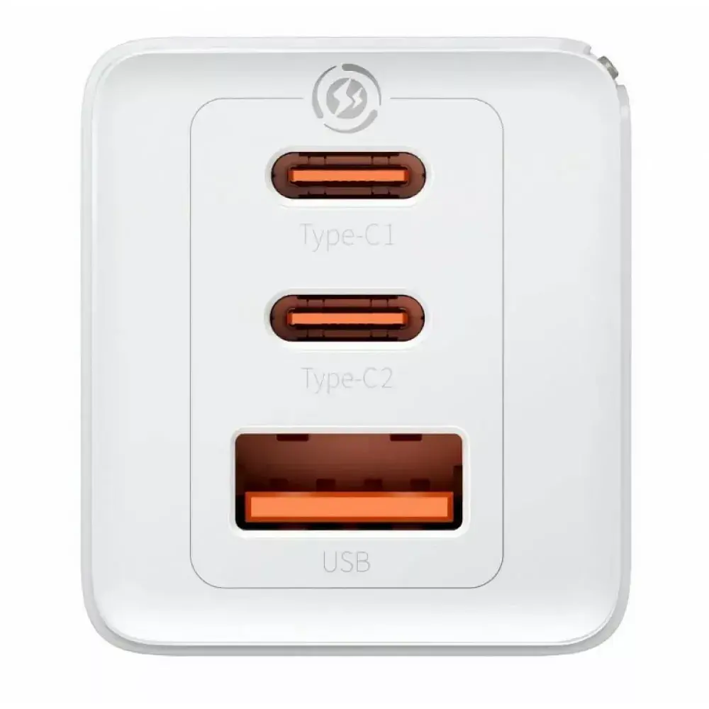 Мережевий зарядний пристрій Baseus GaN5 Pro Fast Charger 2Type-C+USB 65W + Cable Type-C to Type-C CCGP120202 White - фото 4