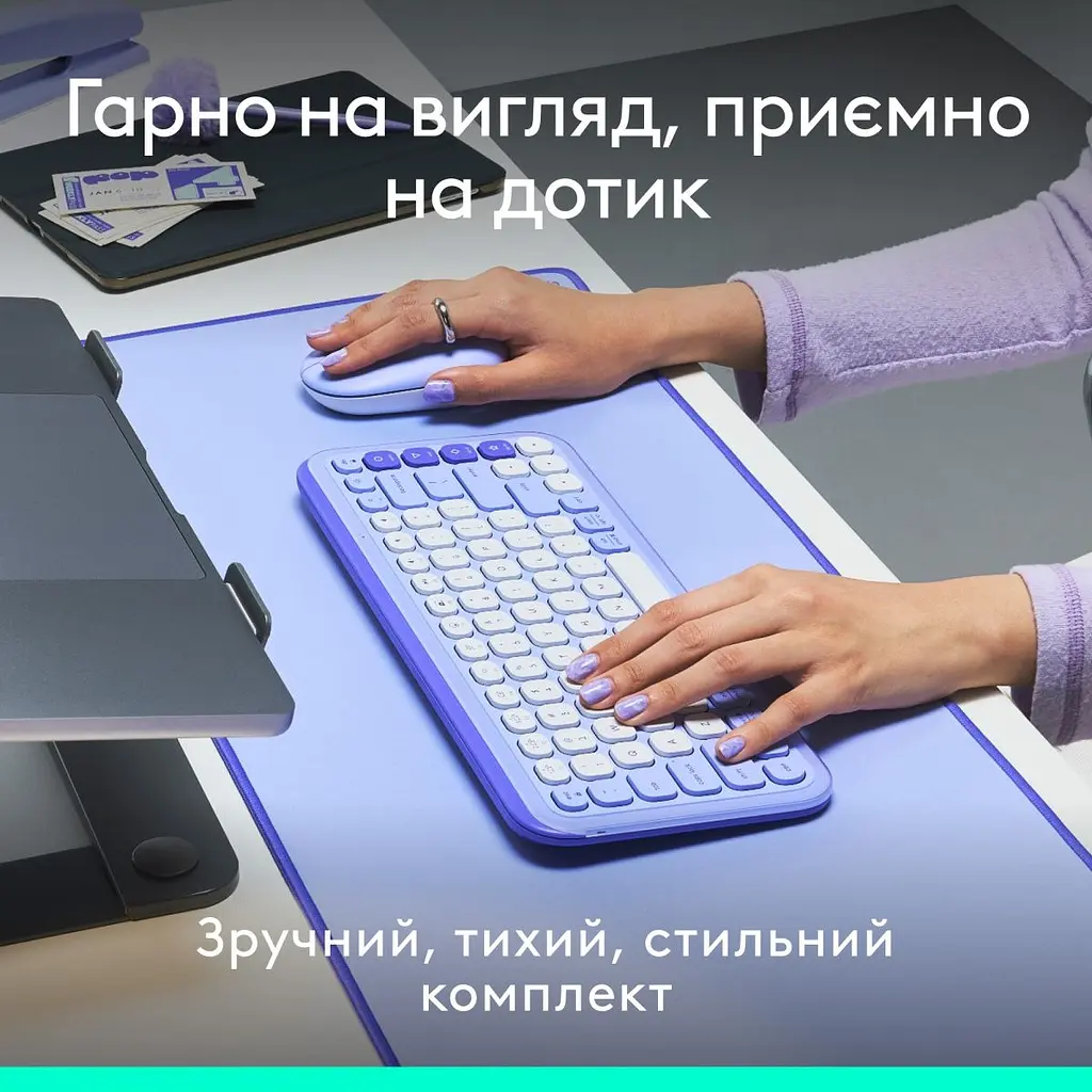 Комплект клавіатура та миша Logitech POP Icon Combo Bluetooth UA Lilac [920-013078] [121103] - фото 7