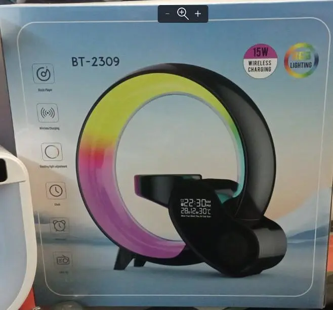 Настільна смарт лампа-нічник з бездротовою зарядкою та Bluetooth-колонкою G-Smart HM-2309 7в1 (Чорна) - фото 6