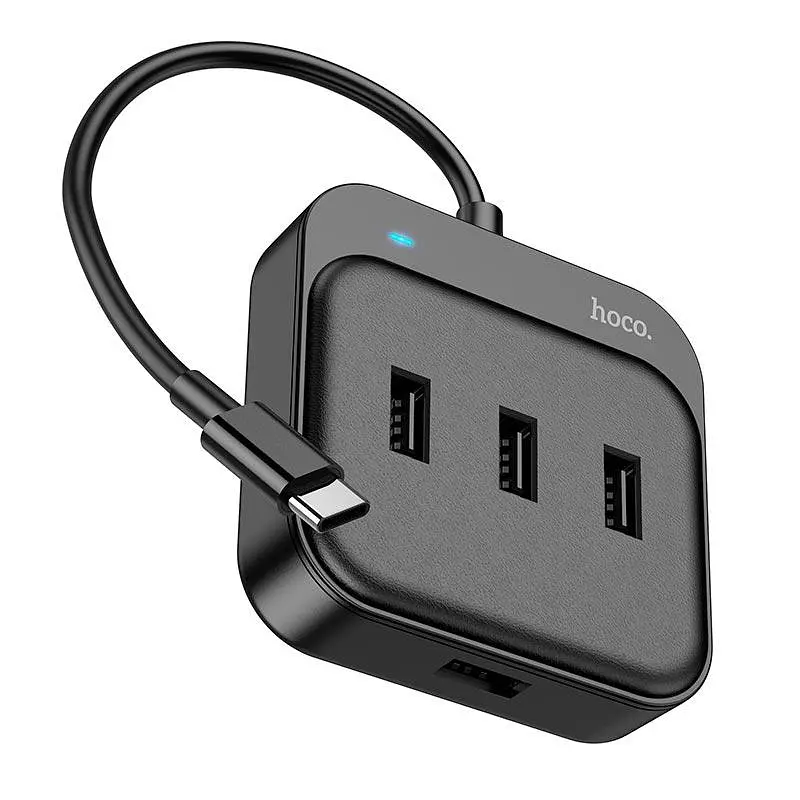 Hub адаптер Hoco Easy 4-in-1 converter HB31 (Type-C to USB2.0x4) (L=0.2M) - фото 8