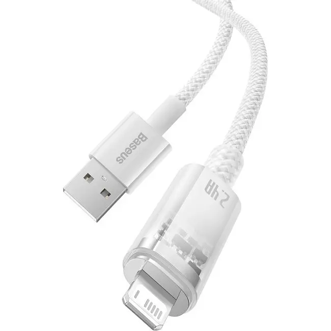 Кабель Baseus Explorer Series Fast Charging Cable with Smart Temperature Control Cable USB to Lightning 2.4A 1m CATS010002 White - фото 3