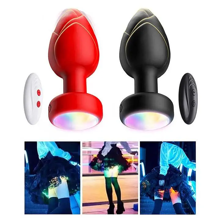 Анальна пробка що світиться з вібрацією і Д/У Light Anal Plug 3,5*9 см зелена — Анальні іграшки - фото 8