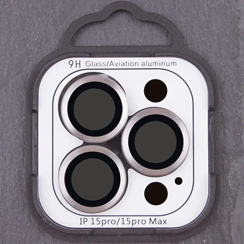 Захисне скло Metal Classic на камеру (у упак.) для Apple iPhone 15 Pro (6.1) / 15 Pro Max (6.7) Сірий / Titanium Gray - фото 4