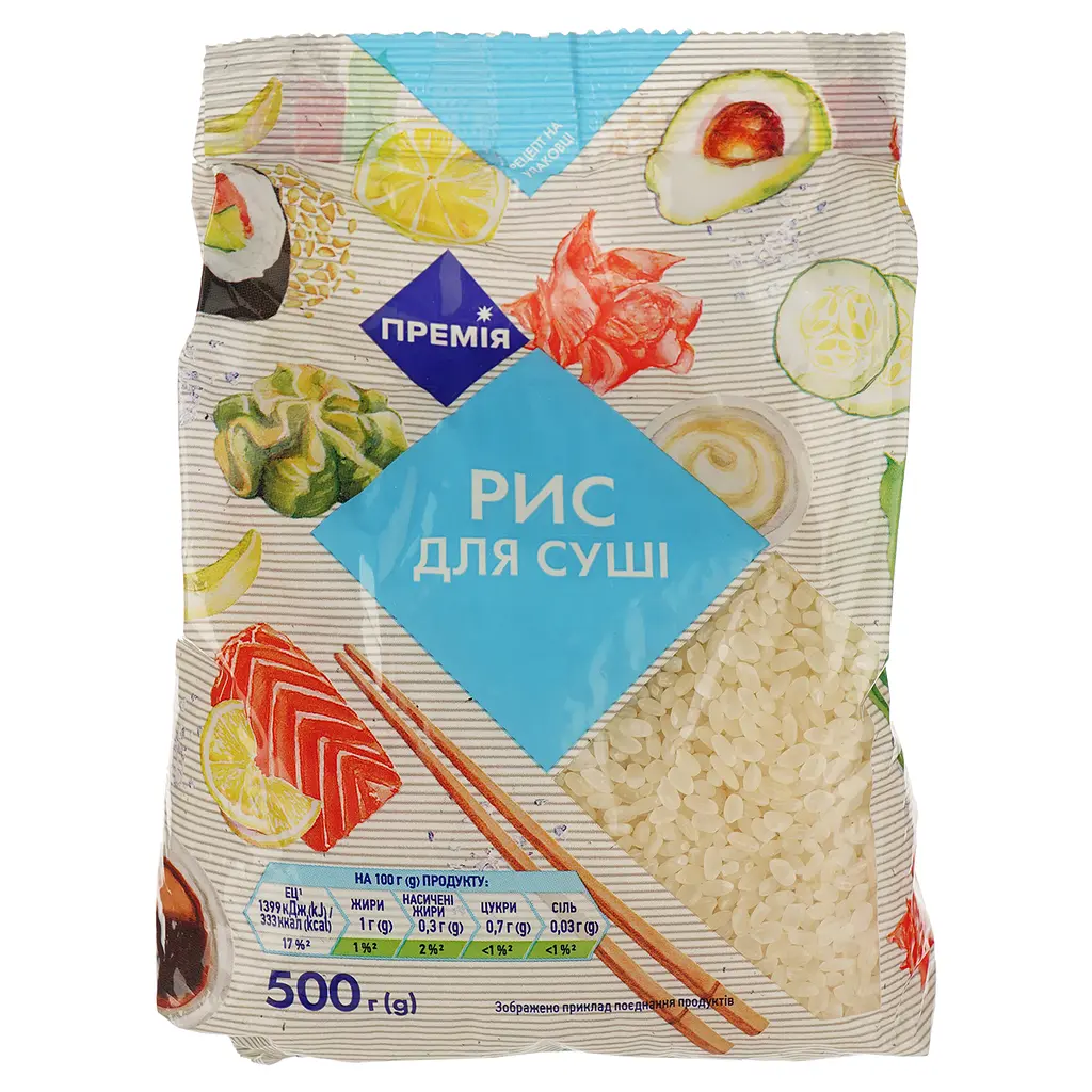 Крупа Премія Рис для приготування суші, 500 г (888179) - фото 1
