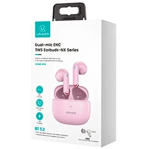 Наушники Bluetooth Usams TWS NX10 беспроводные 35 / 320mAh 5h розовые - фото 4