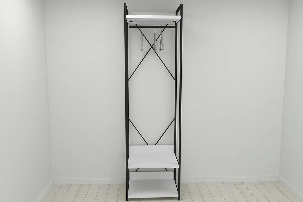 Шафа Гардероб Уні секція 1 серії Конект Ferrum-decor 220x60x50см Чорний метал ДСП Білий 32 мм (FRD-104499) - фото 7