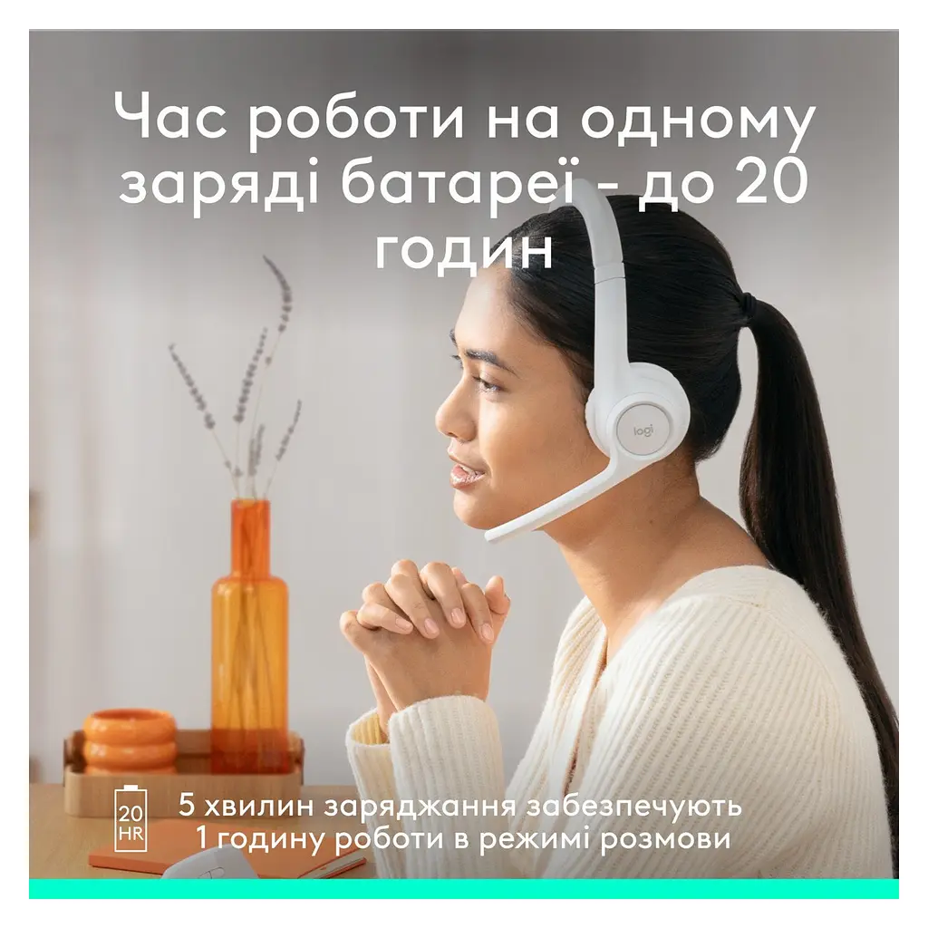 Навушники Logitech гарнітура ігрова бездротова Zone 300 Wireless Headset BT біла - фото 8