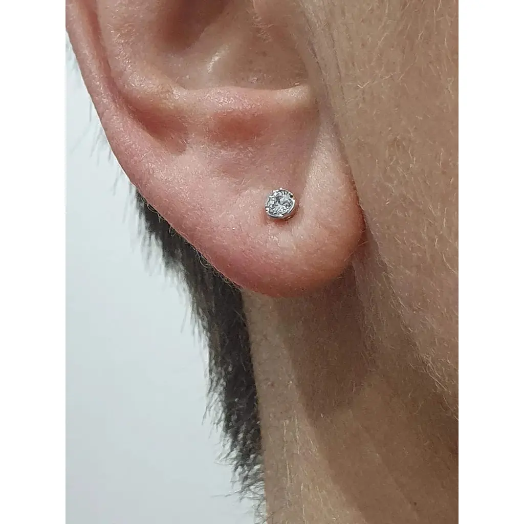 Золотая моносерьга-пуссета Гаразд с фианитом. 3531639/1Б - фото 2