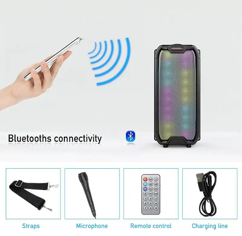 Потужна Bluetooth колонка ZQS-4235 з підсвічуванням та мікрофоном - фото 5