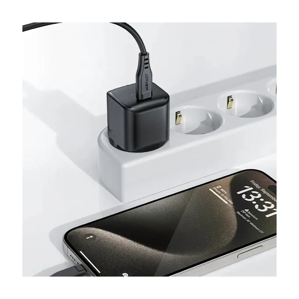 Зарядний пристрій Acefast USB-C 30W Gan A77 mini Fast Charger Black (6974316282662) - фото 7