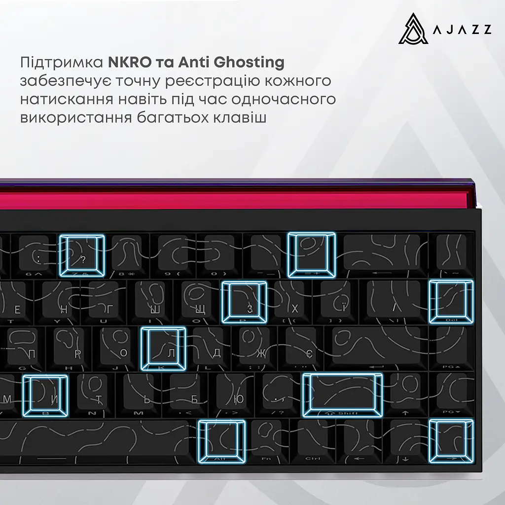 Клавіатура Ajazz NK68 Red Switch Black USB-C (NK68-R-S-B) - фото 10