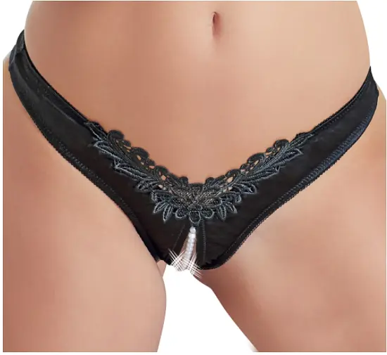 Жіночі трусики - Cotelli Collection 2321653 G-String Pearls - black S Cottelli 513223216531021 90532 - фото 2