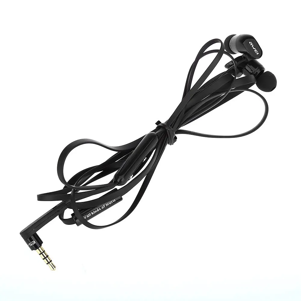 Проводные наушники Awei ES-12hi, 3.5mm, 1.2m, black - фото 2