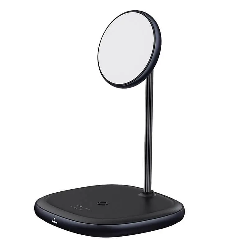 Зарядний пристрій Qi BASEUS Swan 2-in-1 Wireless Magnetic Charging Bracket 20W Max total (WXSW-C01) чорна - фото 3