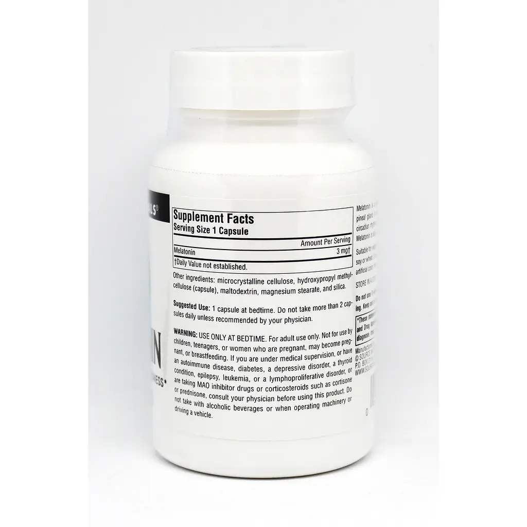 Аминокислота Source Naturals Sleep Science Мелатонин 3 мг 120 гелевых капсул - фото 2