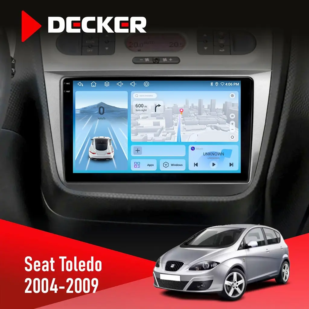 Штатна магнітола Seat Toledo 2004-2009 Decker D9-010 6x128, DSP, 4G, 2K Decker (НФ-00004792)