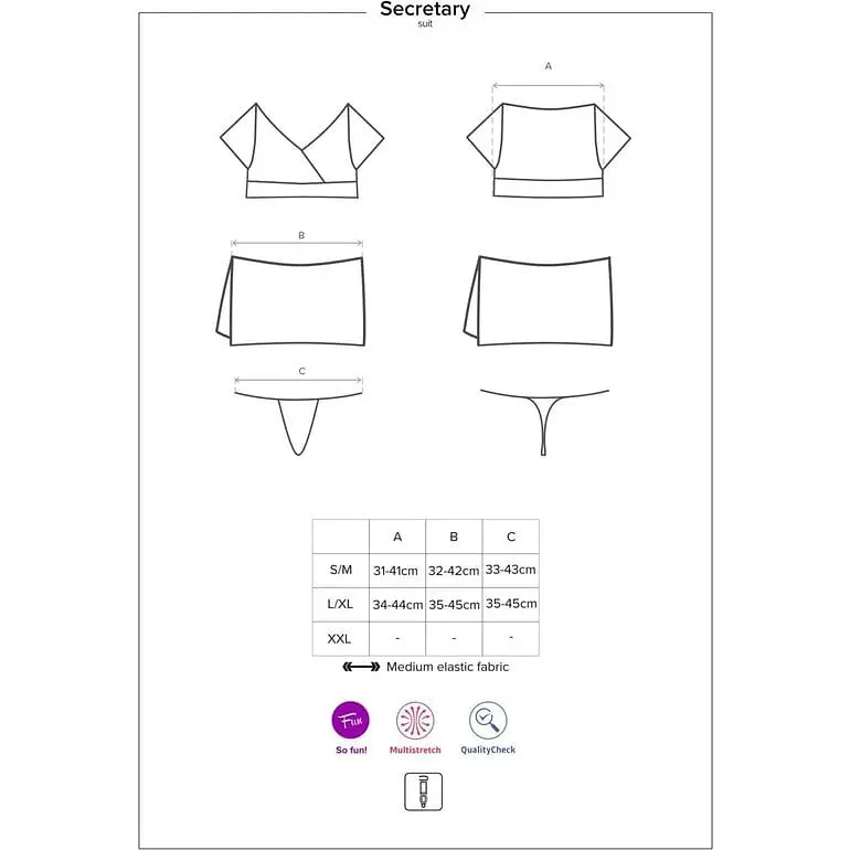 Эротический костюм секретарши Obsessive Secretary suit 5pcs black L/XL черно-белый - фото 7