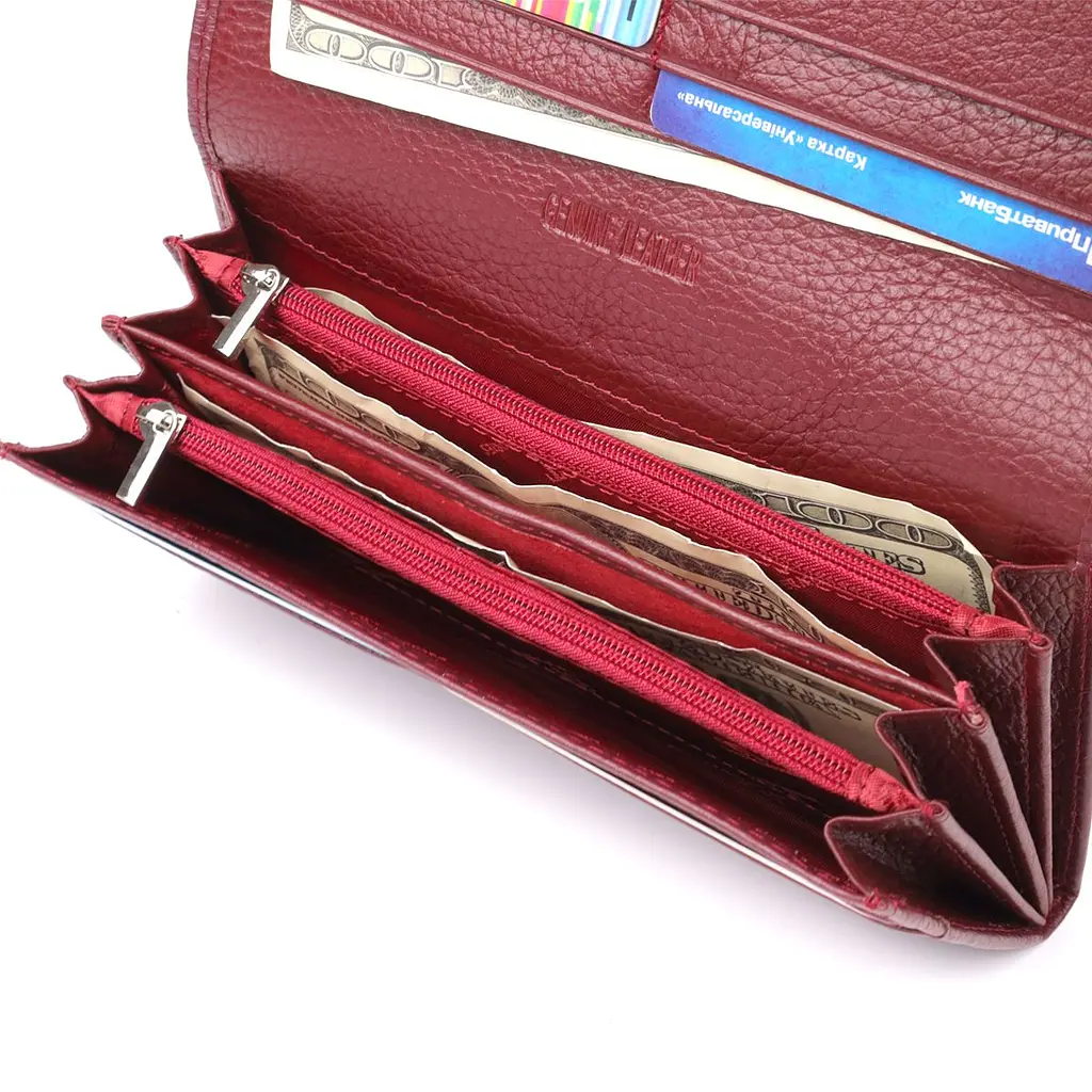 Практичний гаманець для жінок із натуральної шкіри ST Leather 23098 бордовий - фото 7