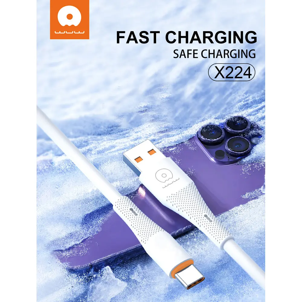 Кабель WUW-X224/TPC USB Type-C 2,4А білий - фото 3