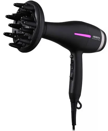 Фен Ardesto HD-Y223PRO, Black, 2200W, 2 швидкості, 3 режими, дифузор, концентратор, функція "Cool Shot", захист від перегріву, Soft Touch покриття - фото 2