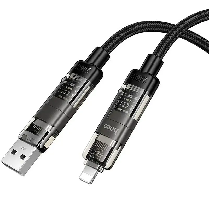 Дата кабель Hoco U151 Goldsmith 4in1 Type-C to USB/Type-C to Lightning 240W (1.2m) Black - фото 3