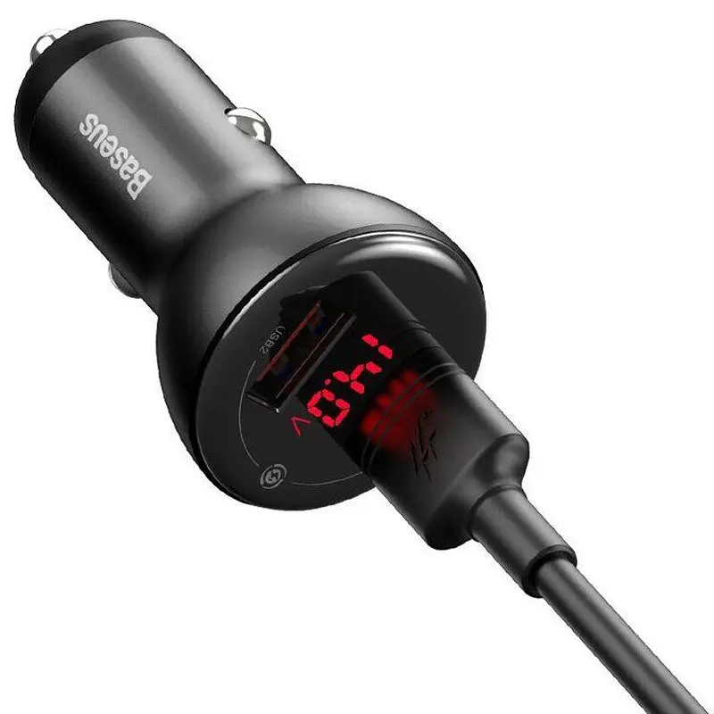 Автомобильное зарядное устройство для Baseus Digital Display 2USB 45W CCBX-B0G Grey - фото 3