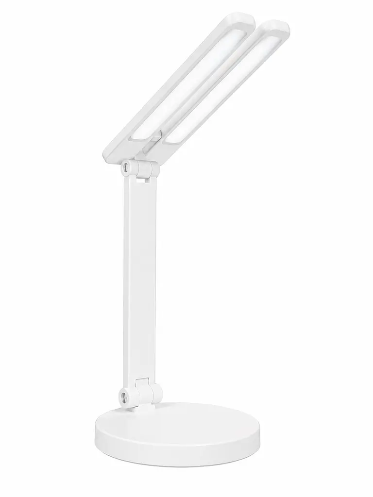 Настільна LED-лампа біла з підставкою для телефона, 2 плафонами та акумулятором (49675920)