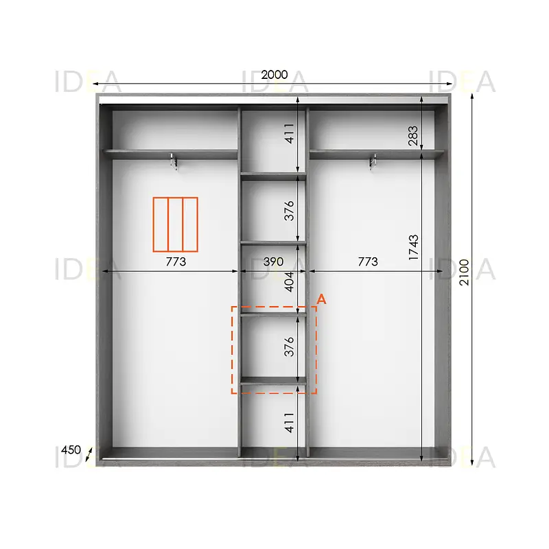 Шафа-купе Idea серія 6 200 x 45 x 210 см Венге темний - фото 2