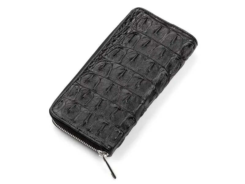 Гаманець-клатч із натуральної шкіри крокодила чорний 19×9,5 см CROCODILE LEATHER sum0029080 - фото 6