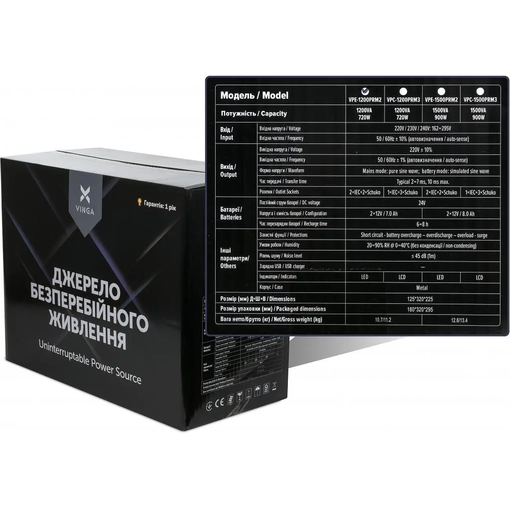 Пристрій безперебійного живлення Vinga LED 1200VA ( VPE-1200PRM2 ) (VPE-1200PRM2) - фото 6
