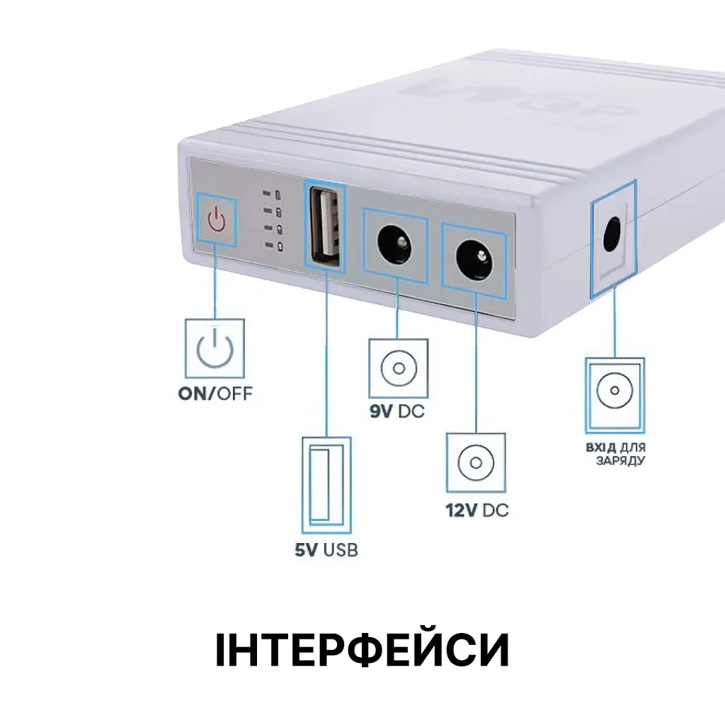 Powerbank UPS для роутера ДБЖ MINI DC 10400mah, 5v - 9v 12v - 32.56Wh УПС Джерело безперебійного живлення безперебійник WGP 103A-5912 - фото 6