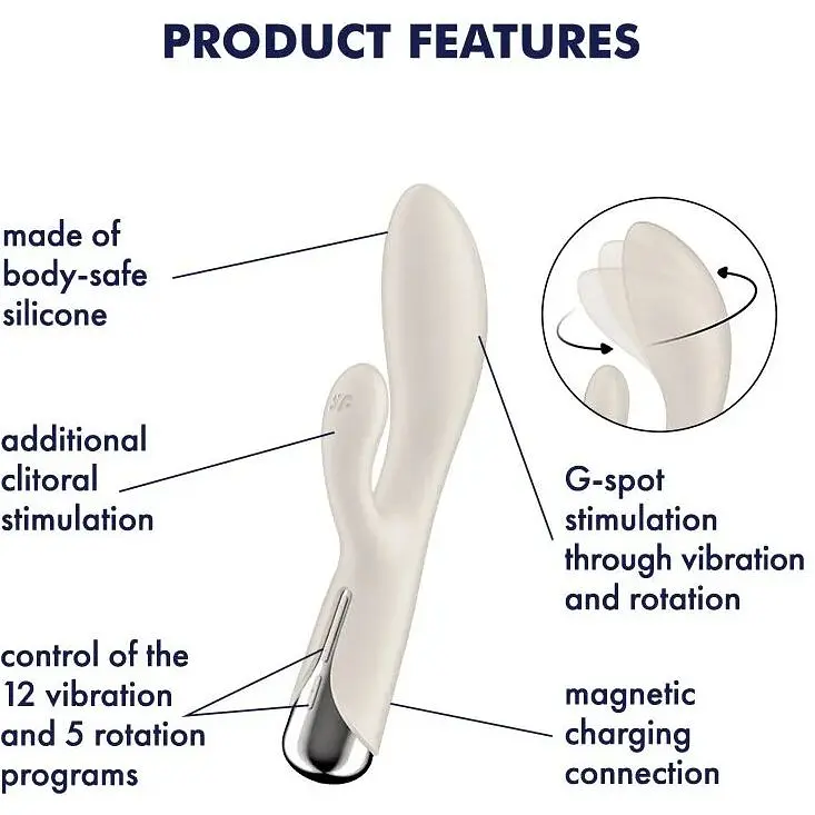 Вібратор-кролик Satisfyer Spinning Rabbit 1 Beige - фото 7
