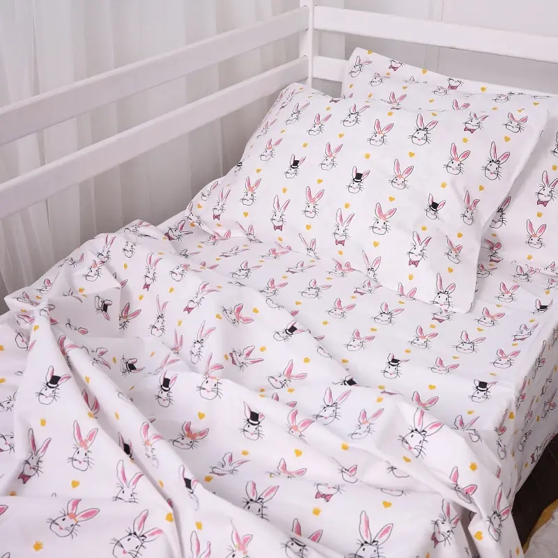 Комплект постільної білизни MirSon Бязь Kids Time 17-0529 Bunnies 110x140 см білий (2200008612566) - фото 3