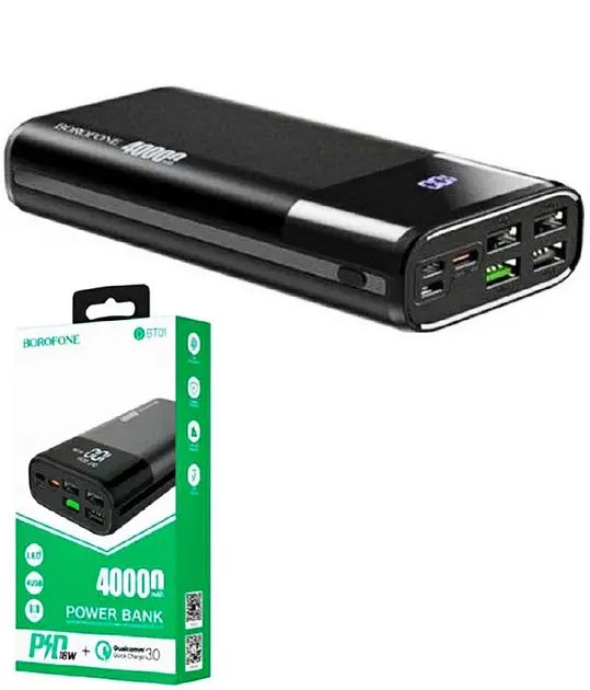Универсальная мобильная батарея Power Bank Borofone DBT01 PD 40000mAh PD18W+QC3.0 (Черный) - фото 7