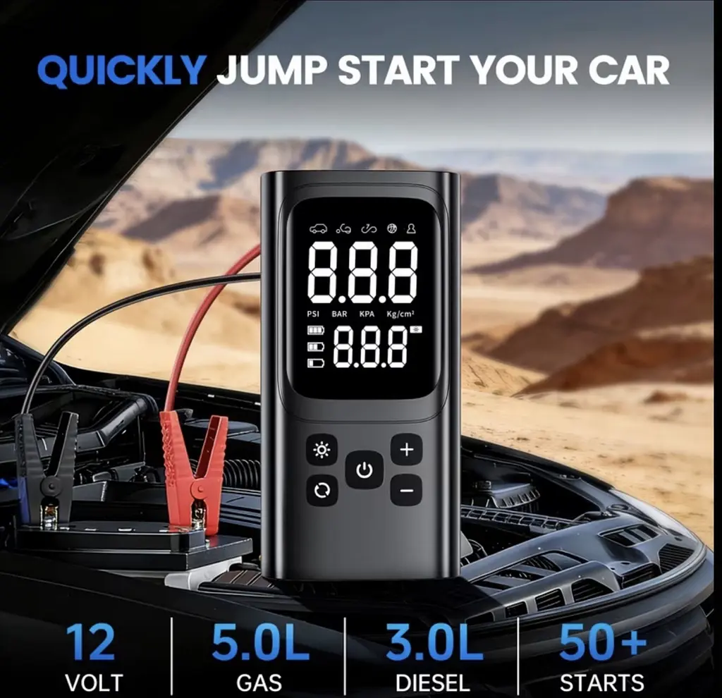 Портативний пусковий пристрій 5 в 1 (Бустер) з компресором та Power Bank (1000A, 6400 mAh) - фото 2