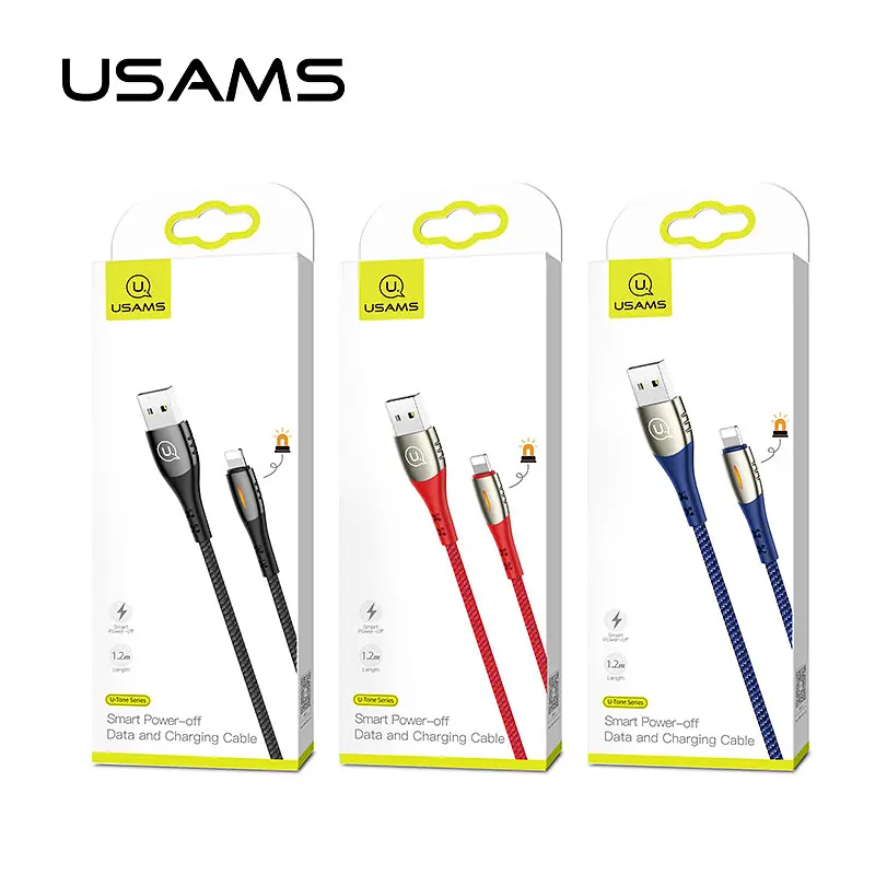 Кабель Usams Lightning Smart Power-off u-Tone series US-SJ344 1.2 м 2A - фото 2