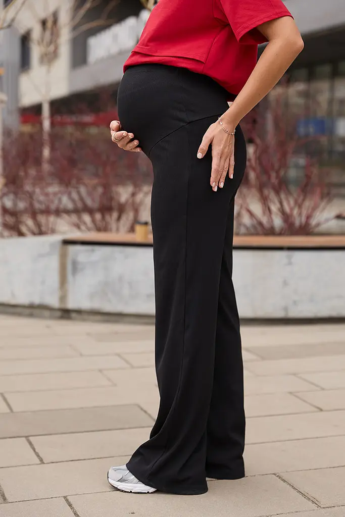 Штани для вагітних у рубчик літні Richmond 5XL Lullababe чорний - фото 4