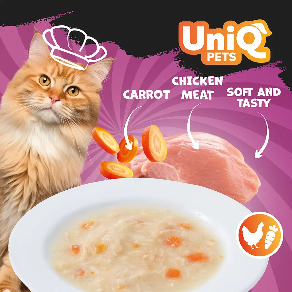 Смачний суп для кішок UNIQ PETS CAT WET FOOD ROYAL CHICKEN з куркою та овочами, 30 г - фото 7