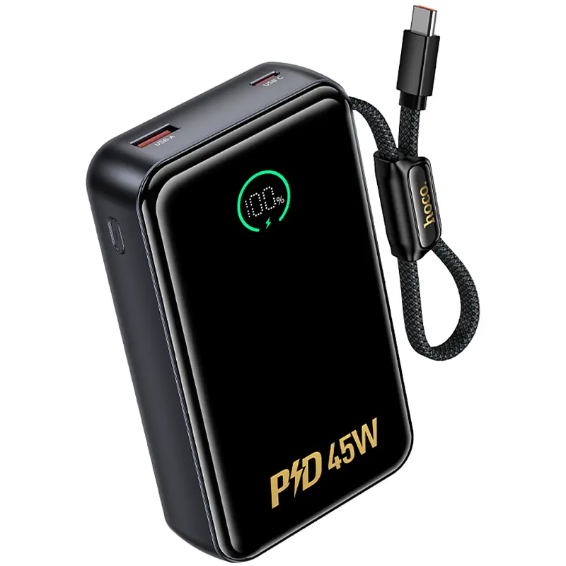 Портативний ЗП Power Bank Hoco Q54 Shine PD45W with cable 20000 mAh Metal gray - фото 3