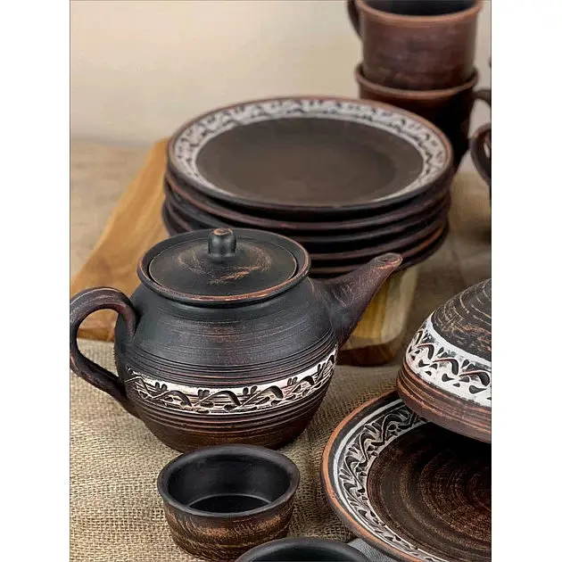 Набір керамічного (глиняного) посуду для млинців на 6 чоловік Ангоб - фото 3