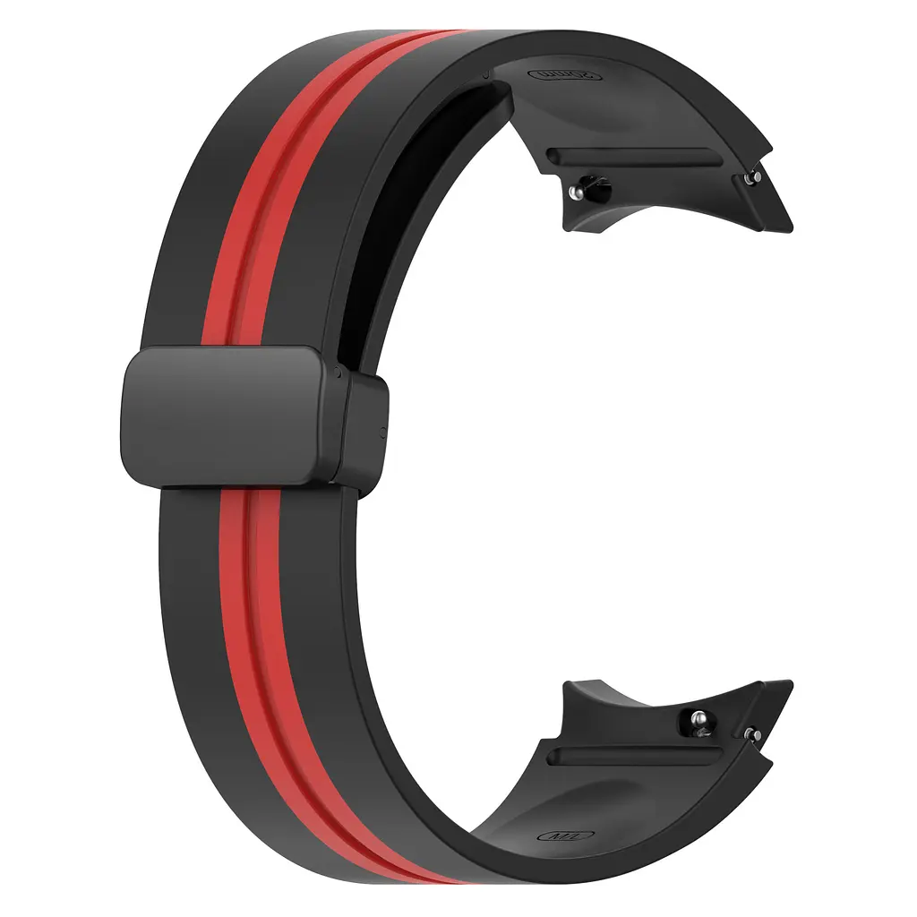 Ремінець для Samsung Galaxy Watch 4 44mm - чорно-червоний ширина кріплення 20мм силікон Watchbands Cls-line-black (W36-2WB10289017) - фото 3